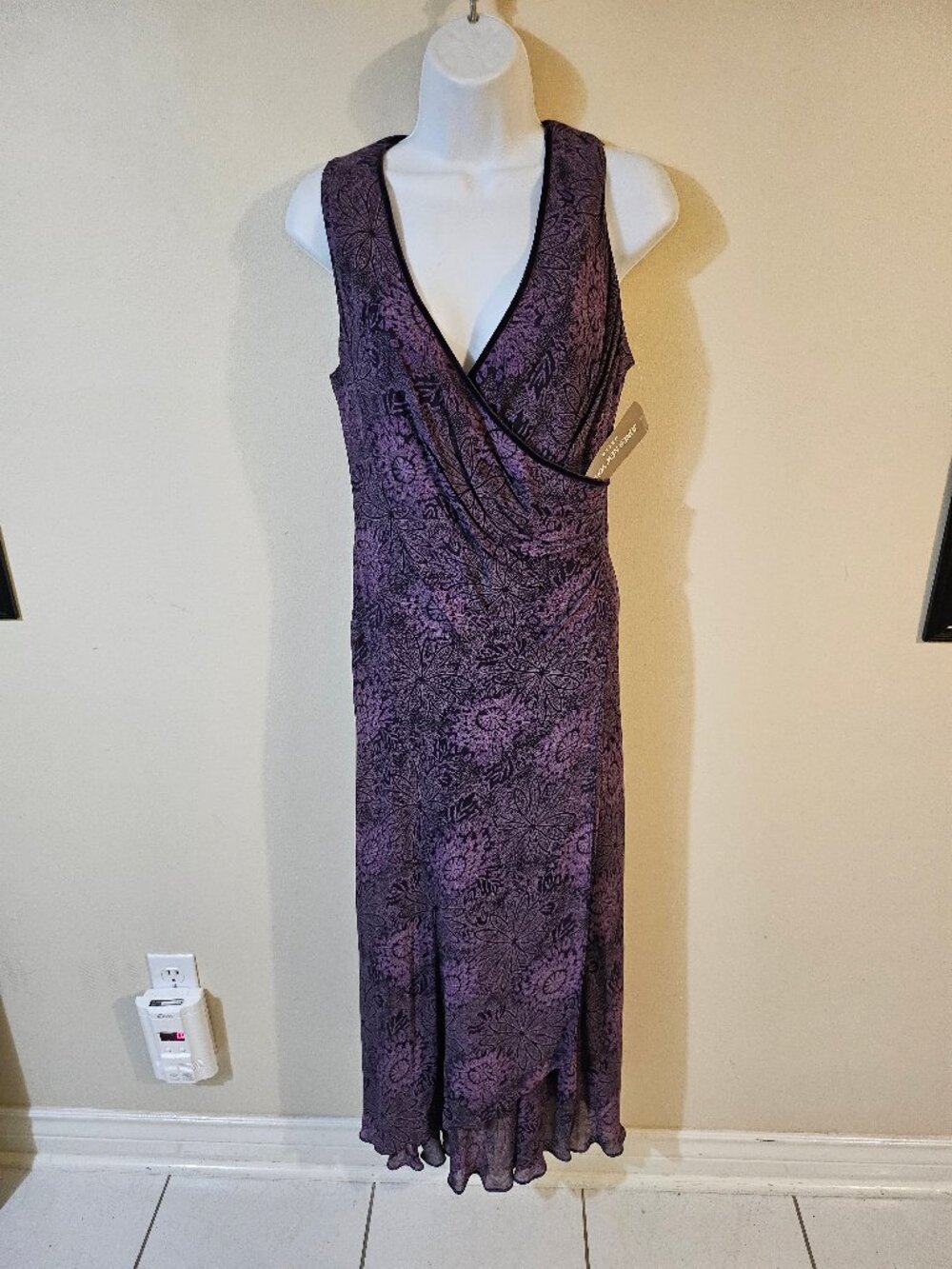 Jones New York Purple Sleeveless Floral Print Dress - Size 8